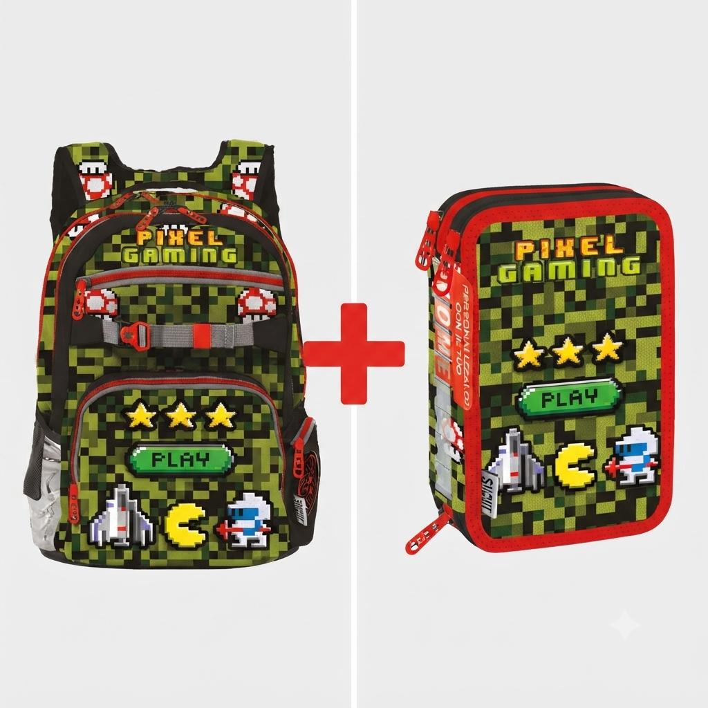 zaino shout Linea game con astuccio 3 zip