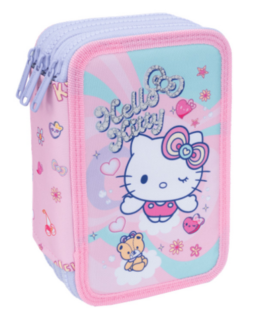 Astuccio 3 zip hello kitty
