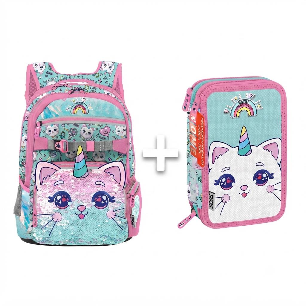 zaino unicorno shout con astuccio 3 zip