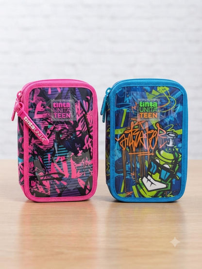Astuccio 3 zip linea tinta unita teen