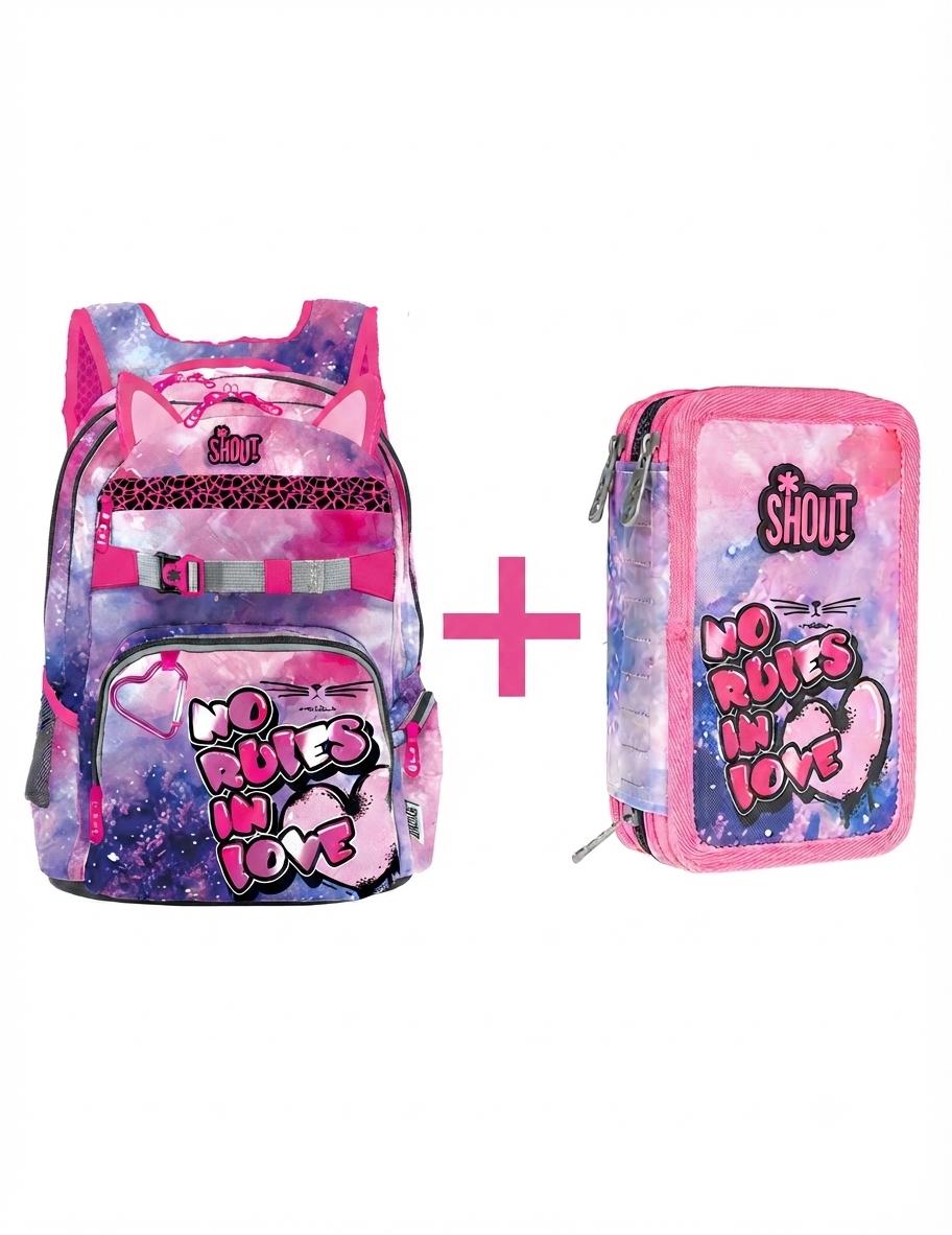 zaino shout  con  astuccio 3 zip