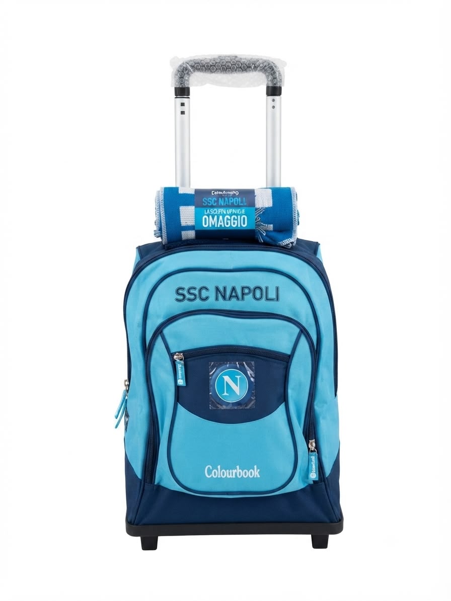 Zaino Trolley SSC Napoli in omaggio sciarpa linea Colourbook