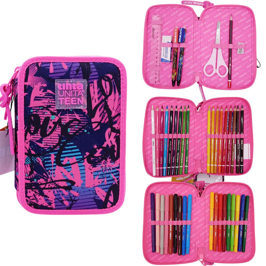 Astuccio 3 zip linea tinta unita teen
