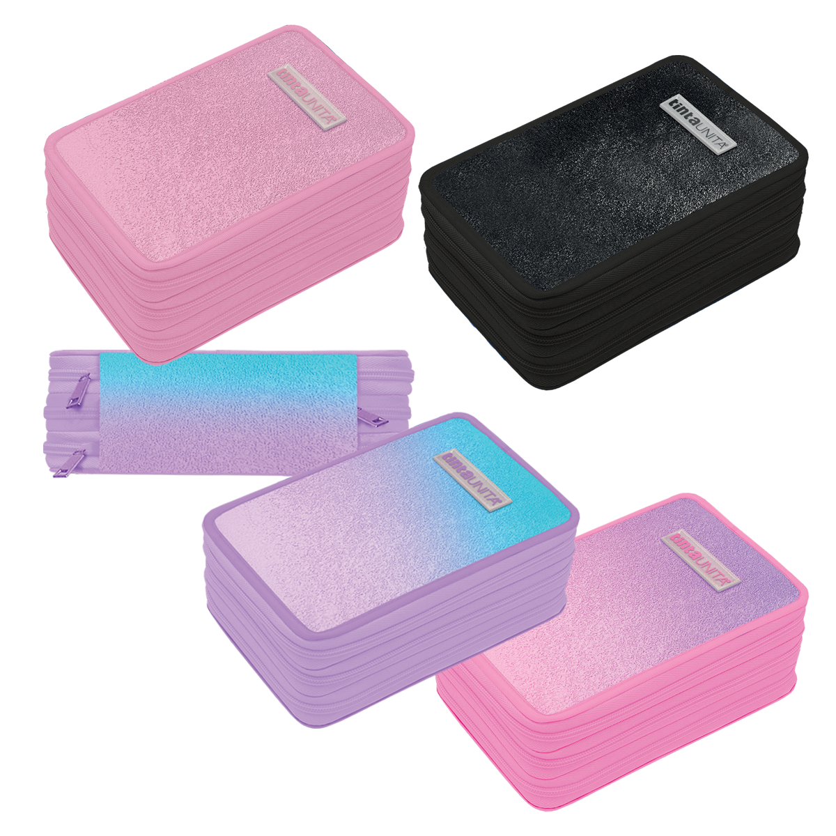 astuccio 3 zip linea tinta unita glamour