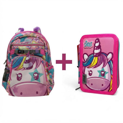 zaino shout unicorno più astuccio 3 zip