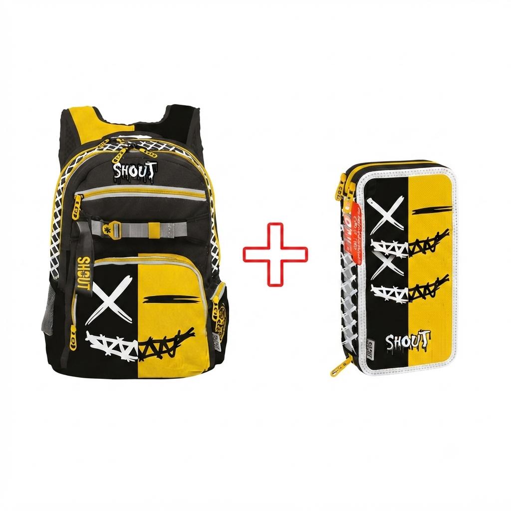 zaino shout  piu astuccio 3 zip