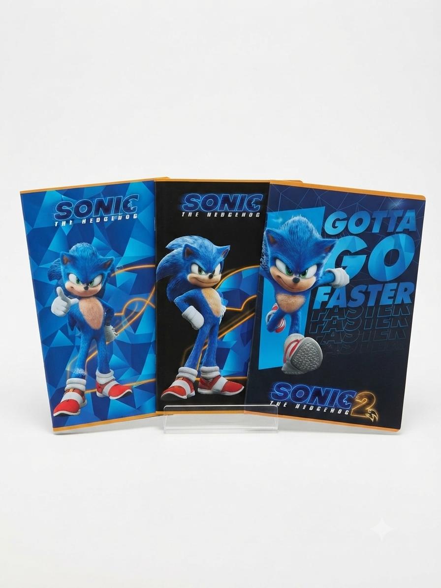 Quaderno Sonic con  3 grafiche pacco da 12 PZ