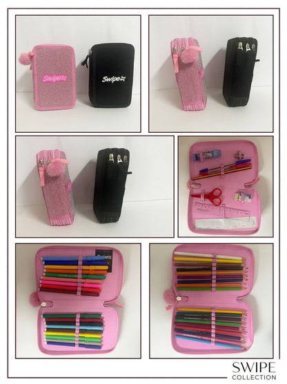 Astuccio 3 zip swipe teen glitter