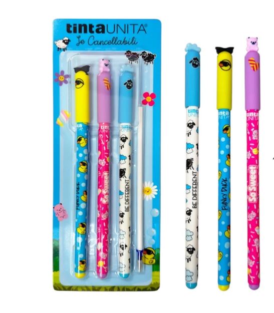 Set 3 penne cancellabili Tinta Unita