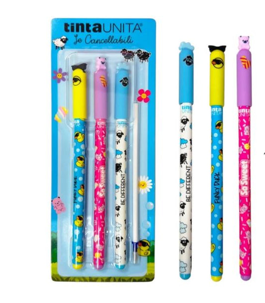 Set 3 penne cancellabili Tinta Unita