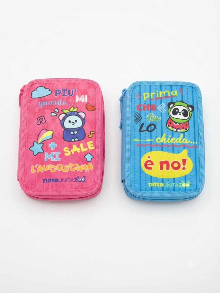 Astuccio 3 zip tinta unita zoo