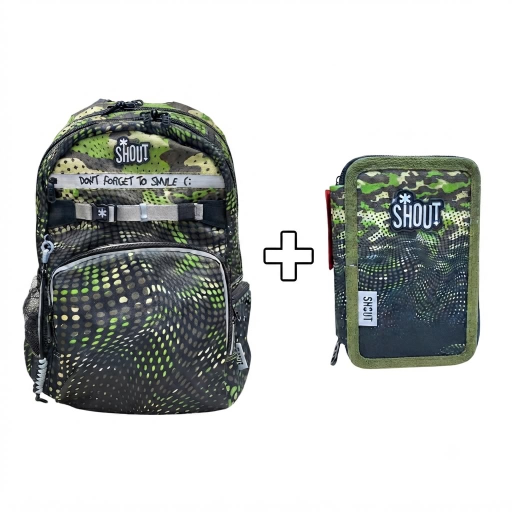 zaino shout più  astuccio  3 zip
