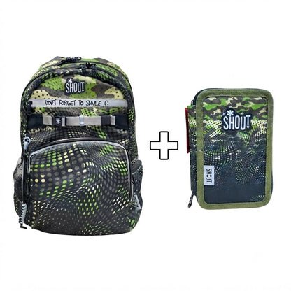 zaino shout più  astuccio  3 zip
