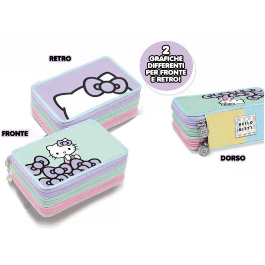 Astuccio 3 zip completo di hello kitty